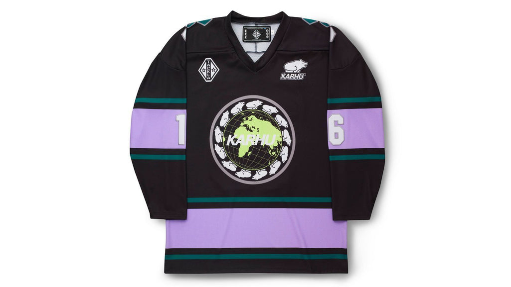 Karhu x tacla hockey jersey black purple heather front
