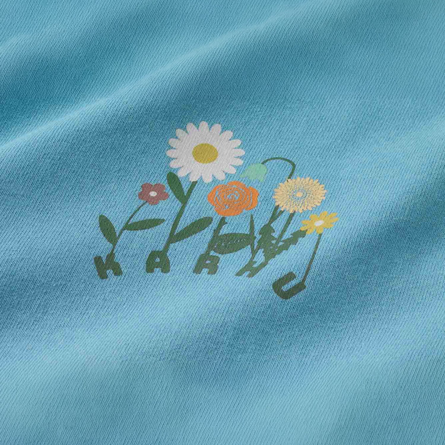 FLOWER LOGO T–SHIRT - DELPHINIUM BLUE / DOUGLAS FIR