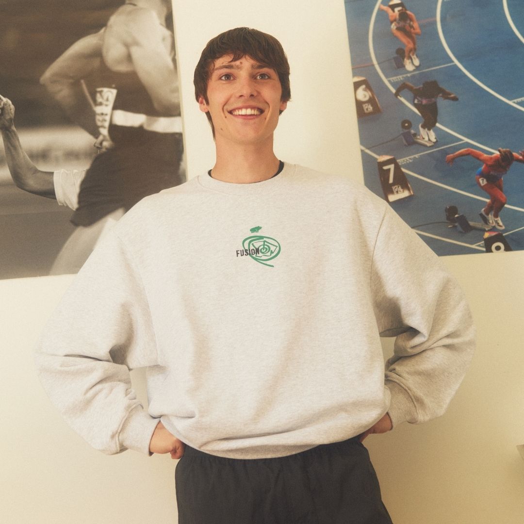 FUSION OG SWEATSHIRT - HEATHER GREY / ULTRAMARINE GREEN
