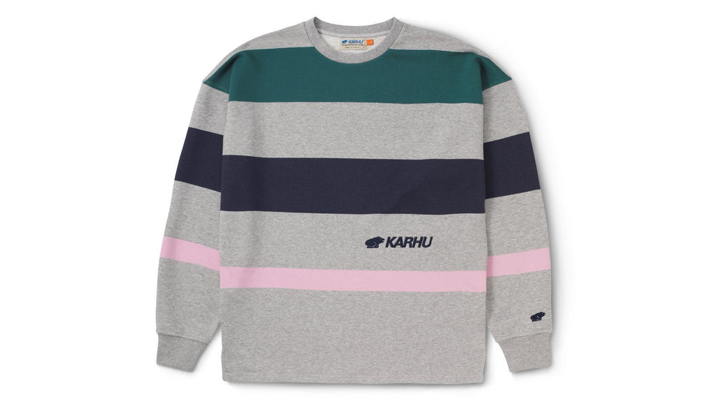 Uni striped sweatshirt - heather grey / roseate spoonbill